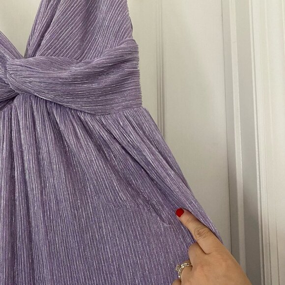 Sabina Musayev Pacific Purple Metallic Maxi Gown Tiered Size Medium Dress Read* - Picture 5 of 7